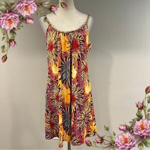 Vibrant Multicolor Sleeveless Dress with chained straps size large